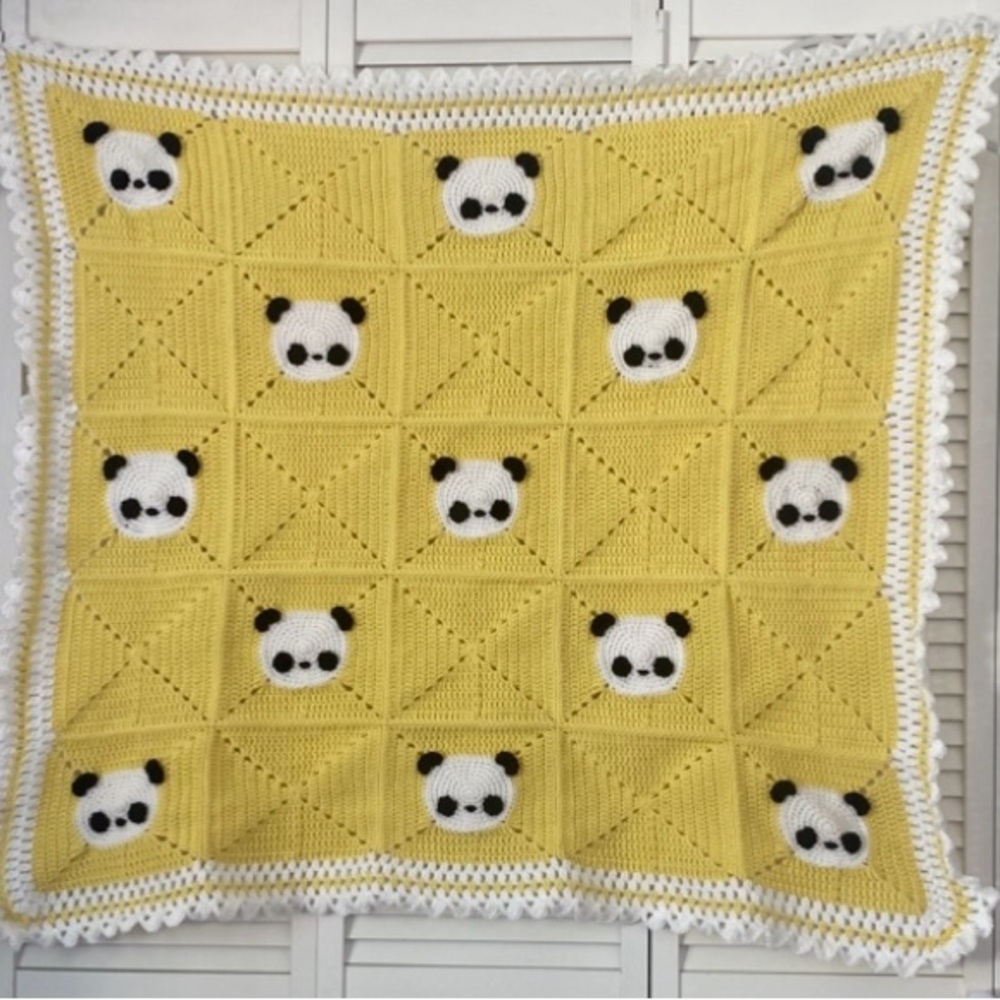 Yellow panda blanket